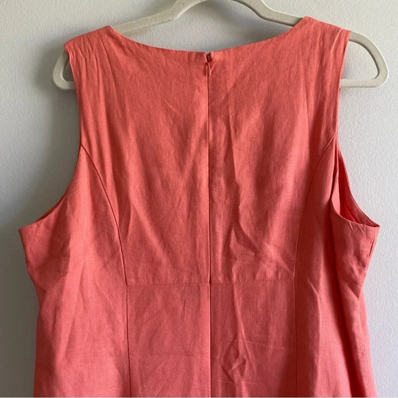 Chadwicks Linen Sleeveless Classy Classic Coral Dress Size 14 Petite - Picture 6 of 12